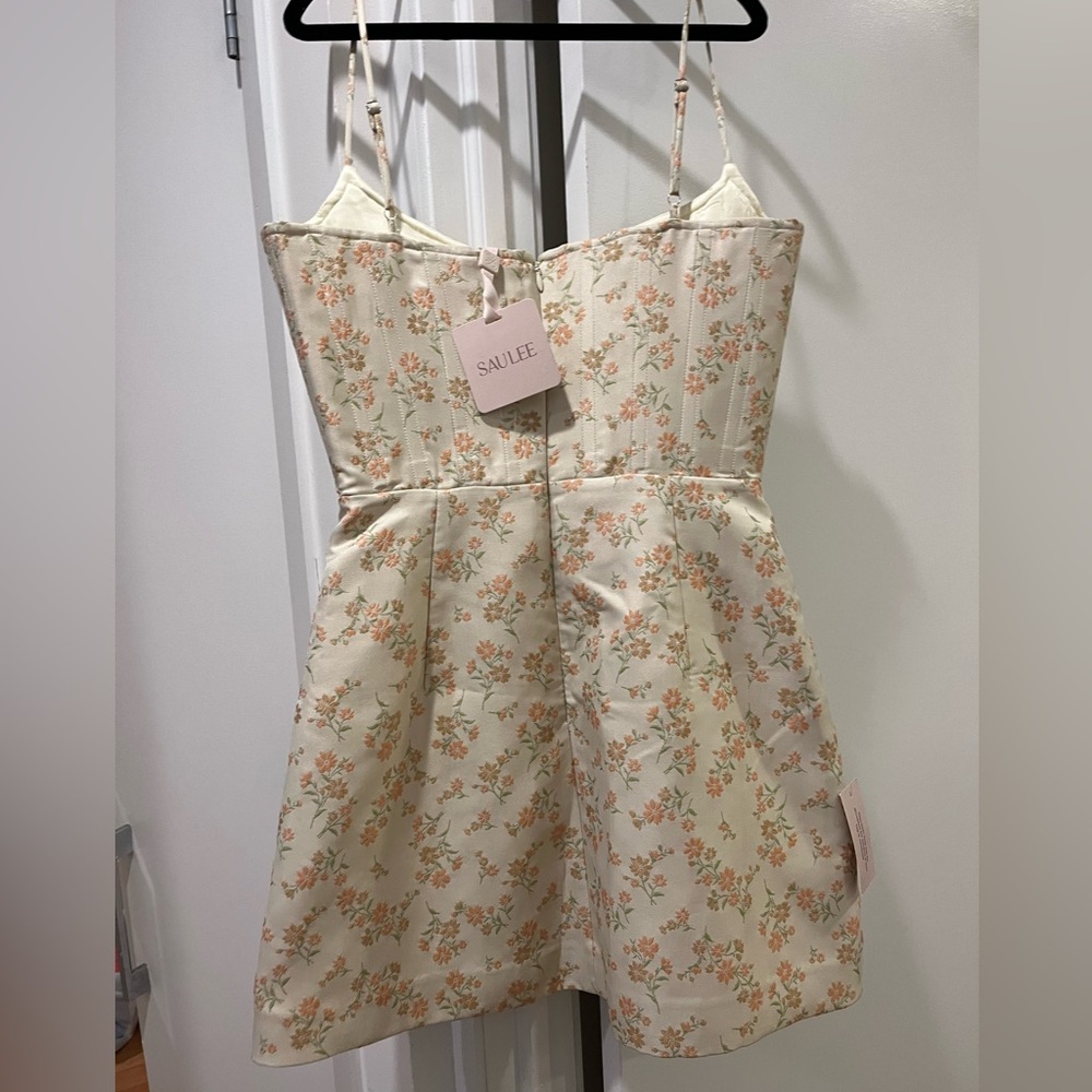 NWT Sau Lee Joey Dress in "Sand Multi" Size 4 - ivory floral mini corset dress - Picture 6 of 12